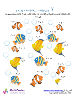 جدول ضرب العدد ٣ - ورقة الأسماك ٢ (÷ و ×)