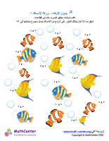 جدول ضرب العدد ٥ - ورقة الأسماك ١