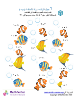 جدول ضرب العدد ٦ - ورقة الأسماك ٢ (÷ و ×)