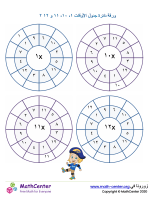 دائرة جداول الضرب لـ ١، ١٠، ١١ و١٢ ورقة ٢