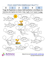Fisch Addition Innerhalb 5 Blatt 2
