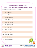 Äquivalente Ausdrücke - Distributivgesetz - Arbeitsblatt Nr. 4