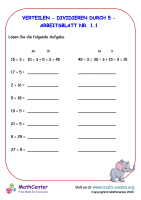 Verteilen - Dividieren Und Multiplizieren Durch 5 - Arbeitsblatt Nr. 1
