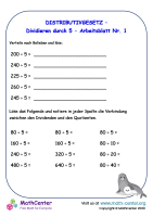Verteilen - Dividieren Durch 5 - Arbeitsblatt Nr. 1
