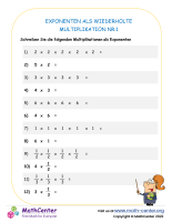 Exponenten Schreiben - Arbeitsblatt Nr. 1B