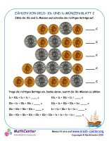 Zählen Von Geld: 10C Und 5C Münzen Blatt 2
