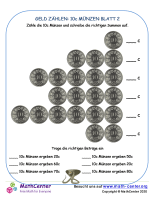 Zählen Von Geld: 10C Münzen Blatt 2