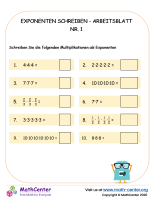 Exponenten Schreiben - Arbeitsblatt Nr. 1A