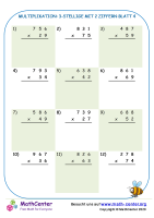 Multiplikation: 3-Stellige Mit 2 Ziffern Blatt 4