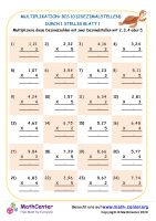 Multiplikation: Bis 10 (2Dezimalstellen) Mit 1-Stelligen Blatt 1