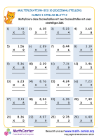 Multiplikation: Bis 10 (2Dezimalstellen) Mit 1-Stelligen Blatt 2
