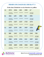 Ordnen Von Zahlen Bis 2000 Blatt 2