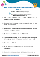 Multiplikations-Wortfragestellungen Quiz 10