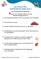Multiplikations-Wortfragestellungen Quiz 4