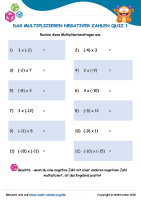 Das Multiplizieren Negativer Zahlen Quiz 1