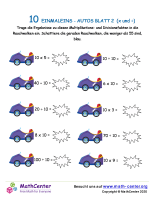 10 Einmaleins - Autos Blatt 2 (X And ÷)