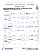 Counting on and back by 100s (up to 10.000) - worksheet no.3