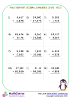 Addition of decimal numbers (3 dp) - no.3
