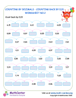 Counting by decimals - counting back by 0,01 - worksheet no.2.docx
