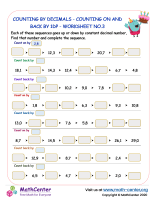 Counting by decimals - counting on and back by 1dp - worksheet no.3.docx