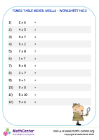 Times table to 10 mixed drills - worksheet no.2