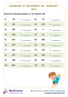 Rounding to the nearest 100 - worksheet no.3
