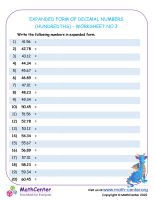 Expanded Form of Decimal Numbers (Hundredths) - Worksheet no.3