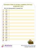 Expanded Form of Decimal Numbers (Tenths) - Worksheet no.3