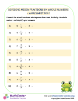 Dividing Mixed Fractions by Whole Numbers - Worksheet no.2