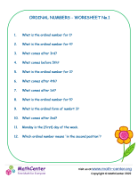 Ordinal numbers Worksheet no.1