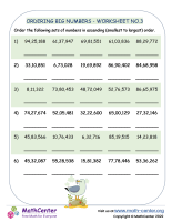 Ordering big numbers - worksheet no.3