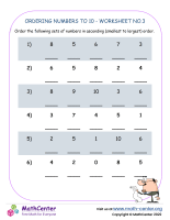 Ordering Numbers To 10 - Worksheet No.3
