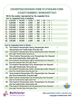 Converting Expanded Form to standard Form: 6-Digit Numbers - Worksheet no.1