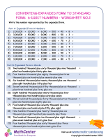 Converting Expanded Form to standard Form: 6-Digit Numbers - Worksheet no.2