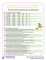Converting Expanded Form to standard Form: 6-Digit Numbers - Worksheet no.3