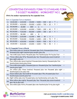 Converting Expanded Form to standard Form: 7-8-Digit Numbers - Worksheet no.1
