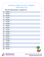 Expanded Form of 6-Digit Numbers - Worksheet no.3