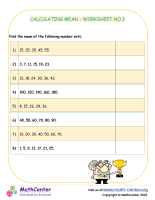Calculating Mean - Worksheet No.3