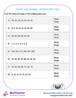 Mode And Range - Worksheet No.3