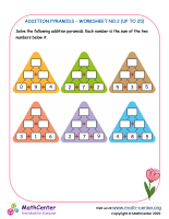 Addition pyramids – Worksheet No.2 (up to 25)