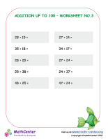 Addition up to 100 - Worksheet No.3