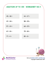 Addition up to 100 - Worksheet No.4