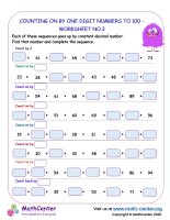 Skip counting by one digit numbers to 100 - worksheet no.3