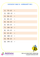 Division table 12 - worksheet no.1
