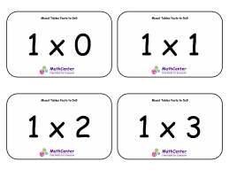 Mixed Tables Facts Flashcards To 5X5 With Answers