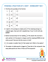 Finding a fraction of a unit - worksheet 7