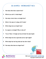 2D shapes – Worksheet no.1