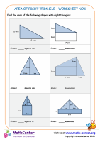 Area of a right triangle - worksheet no.1
