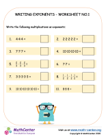 Writing Exponents - Worksheet no.1A