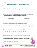 Multiples of 3 – worksheet no.1
